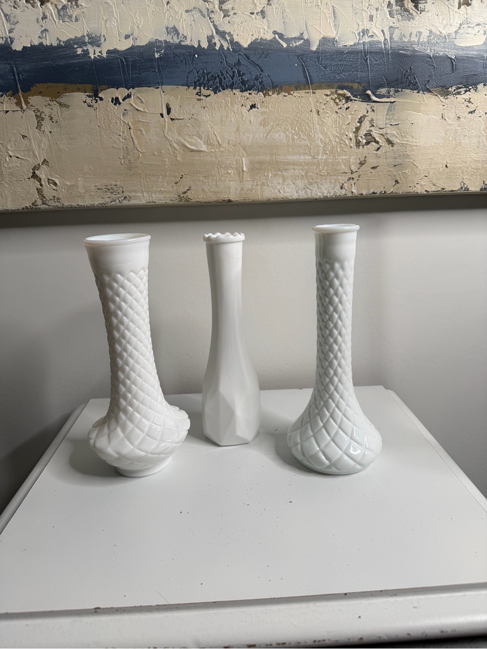 Classic White Milk Glass Bud Vase Trio